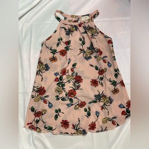 Pink floral print blouse